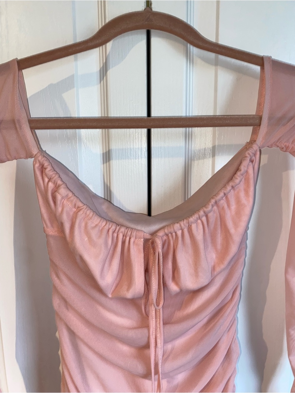 SHEIN Ruched Sheer Long Sleeve Mini Dress is a Size XS in Women. - Picture 11 of 12